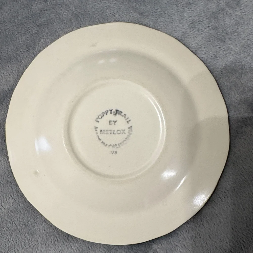 Vintage Metlox Poppytrail #1073 Sculpted Zinnia Flowers Set of 2 Saucers 6